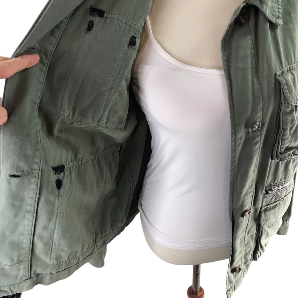 Topshop Oversized Twill Barn Jacket Sz S Army Green Cargo Utility Grunge Casual - Picture 6 of 15